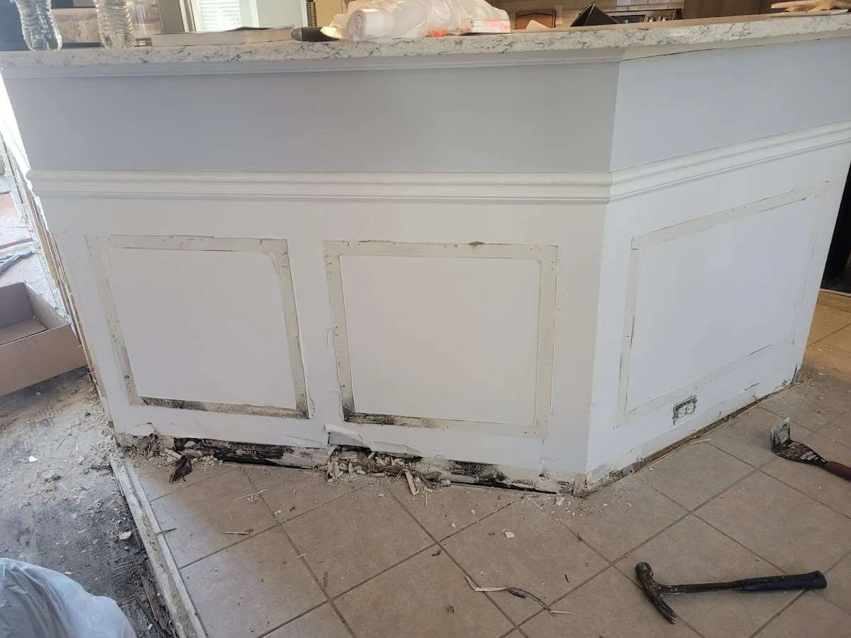 Water damage and mold on kitchen during Storm Damage Restoration in Urbana